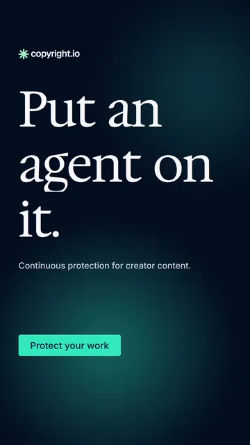 Video for copyright.io: "Put an agent on it.". Doc motion loop, 7.0 s, dark palette.