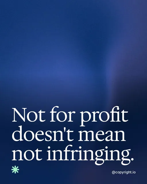 Video for copyright.io: "Not for profit doesn't mean not infringing.". Shader loop, 6.0 s, dark palette.