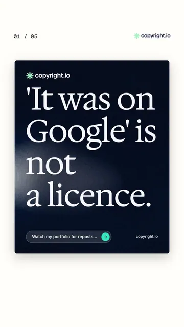 Video for copyright.io. Ad flipbook, 7.5 s, light palette.