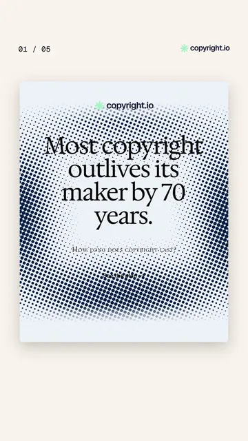 Video for copyright.io. Ad flipbook, 7.5 s, light palette.