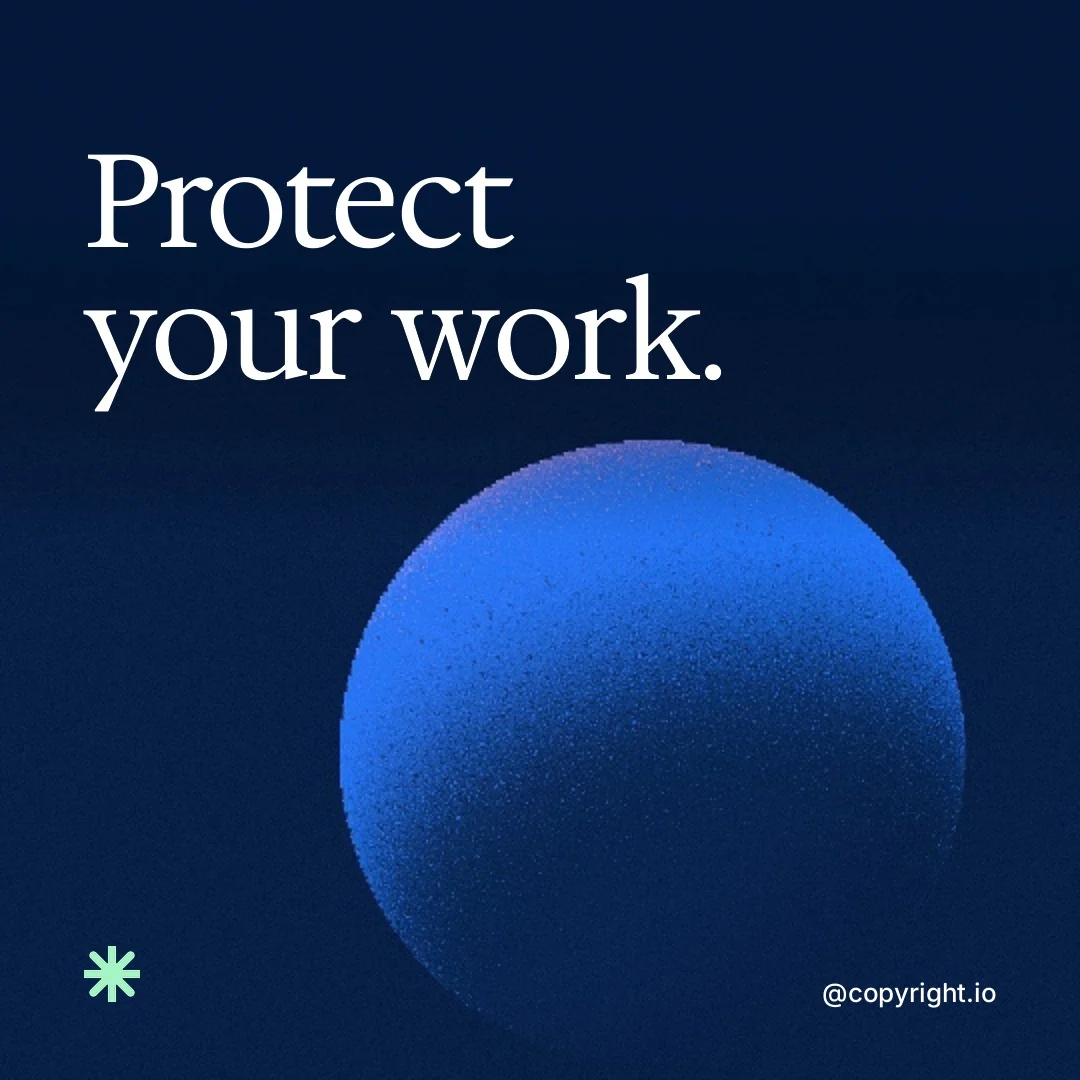 Video for copyright.io: "Protect your work.". Shader loop, 6.0 s, dark palette.