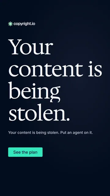 Video for copyright.io: "Your content is being stolen.". Doc motion loop, 8.0 s, dark palette.