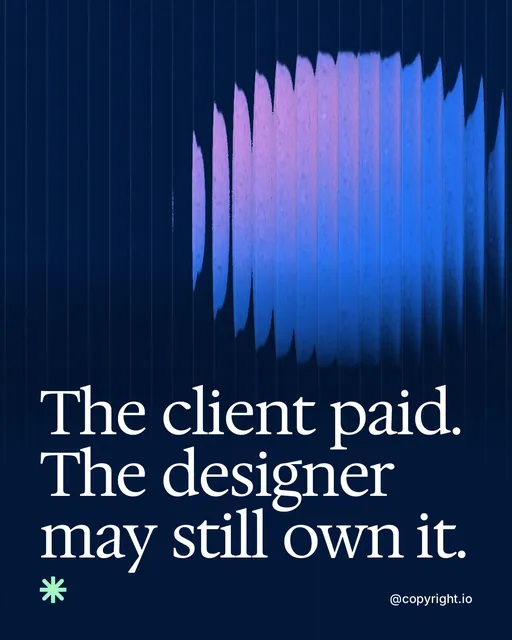 Video for copyright.io: "The client paid. The designer may still own it.". Shader loop, 6.0 s, dark palette.