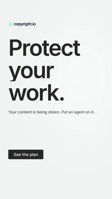 Video for copyright.io: "Protect your work.". Doc motion loop, 8.0 s, light palette.