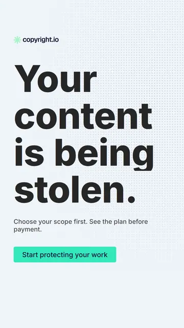 Video for copyright.io: "Your content is being stolen.". Doc motion loop, 8.0 s, light palette.