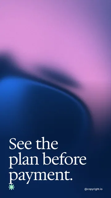 Video for copyright.io: "See the plan before payment.". Shader loop, 6.0 s, dark palette.