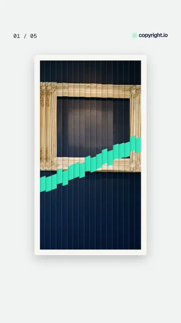 Video for copyright.io. Ad flipbook, 7.5 s, light palette.