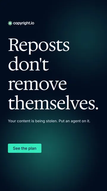 Video for copyright.io: "Reposts don't remove themselves.". Doc motion loop, 8.0 s, dark palette.