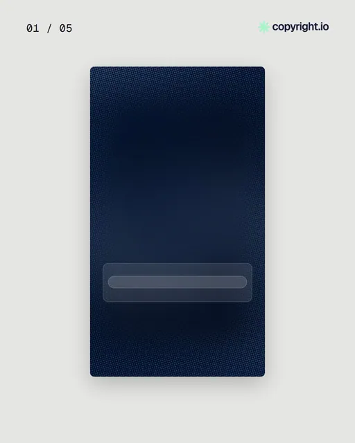 Video for copyright.io. Ad flipbook, 7.5 s, light palette.