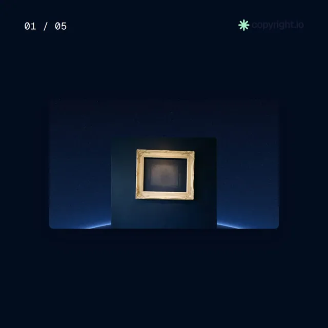 Video for copyright.io. Ad flipbook, 7.5 s, dark palette.