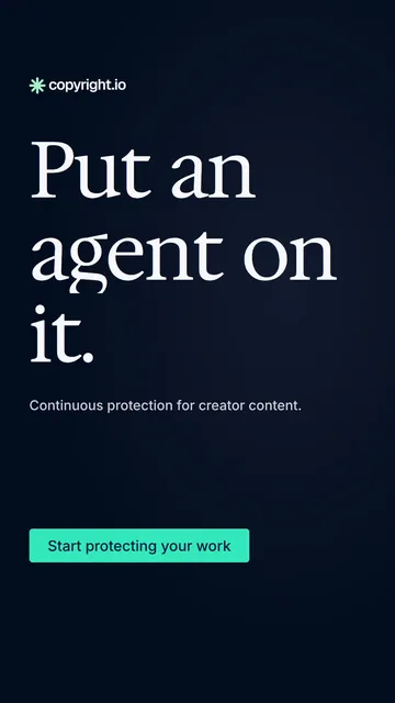 Video for copyright.io: "Put an agent on it.". Doc motion loop, 7.0 s, dark palette.