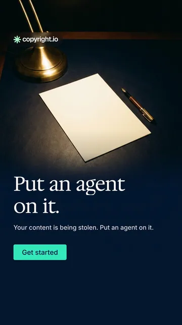 Video for copyright.io: "Put an agent on it.". Doc motion loop, 7.0 s, dark palette.