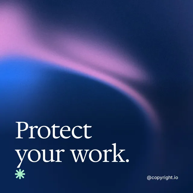 Video for copyright.io: "Protect your work.". Shader loop, 6.0 s, dark palette.