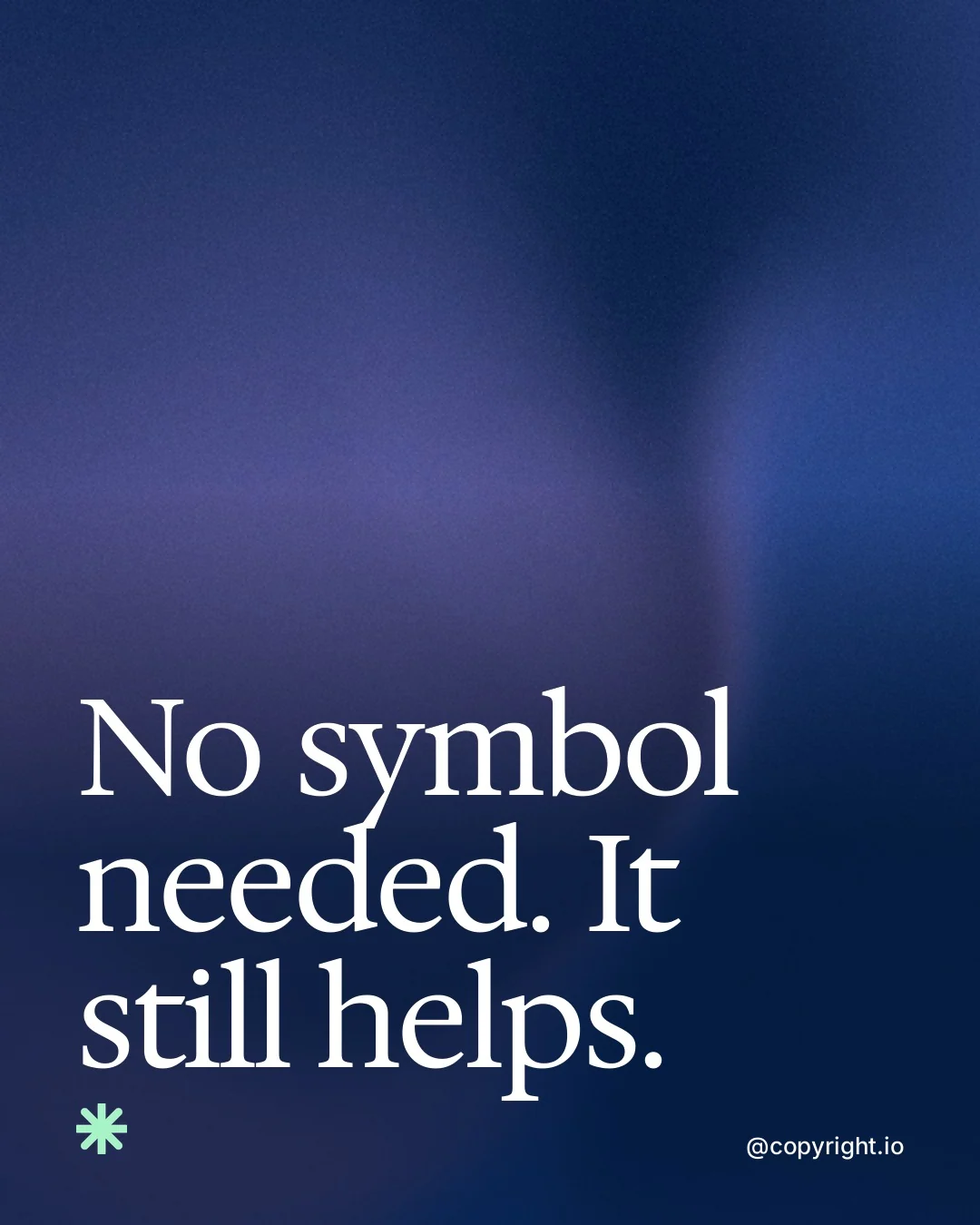 Video for copyright.io: "No symbol needed. It still helps.". Shader loop, 6.0 s, dark palette.