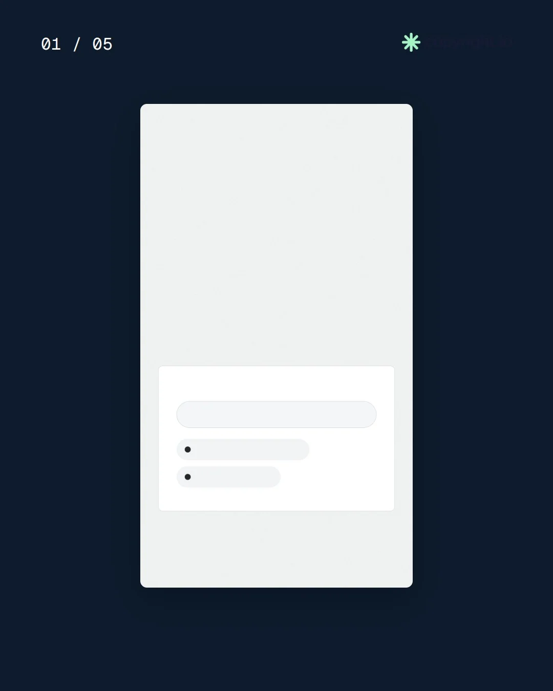 Video for copyright.io. Ad flipbook, 7.5 s, dark palette.