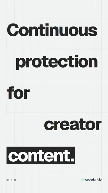 Video for copyright.io: "Choose your scope first. See the plan before payment.". Kinetic type grid, 6.0 s, light palette.