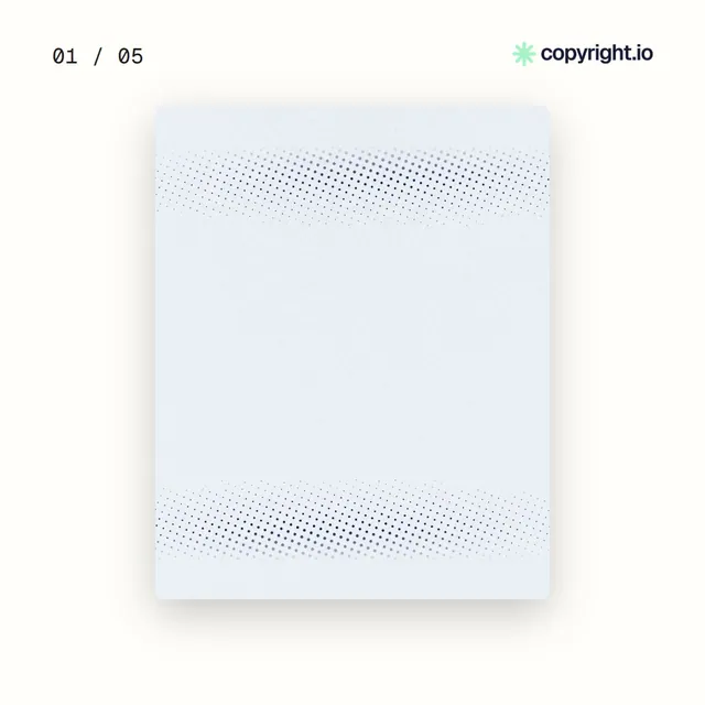 Video for copyright.io. Ad flipbook, 7.5 s, light palette.