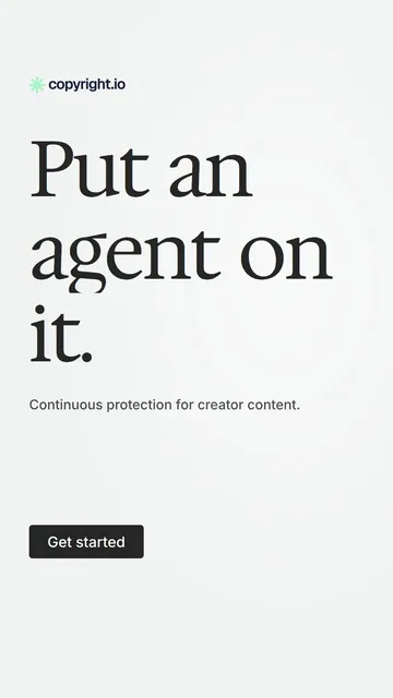 Video for copyright.io: "Put an agent on it.". Doc motion loop, 8.0 s, light palette.