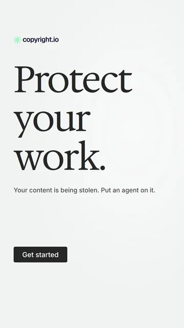 Video for copyright.io: "Protect your work.". Doc motion loop, 8.0 s, light palette.