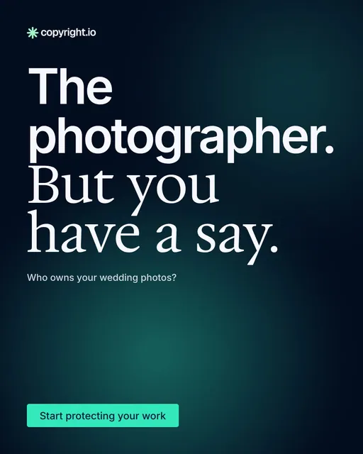 Video for copyright.io: "The photographer. But you have a say.". Doc motion loop, 6.0 s, dark palette.