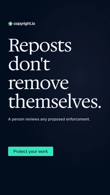Video for copyright.io: "Reposts don't remove themselves.". Doc motion loop, 8.0 s, dark palette.
