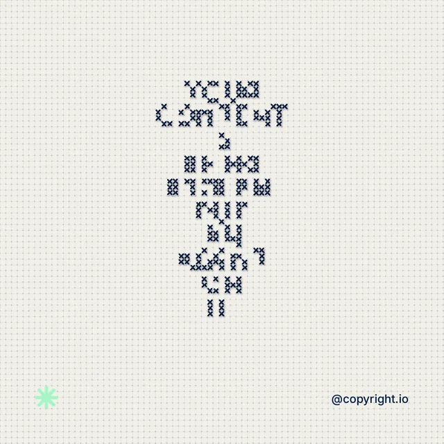 Instagram post for copyright.io: "Your content is being stolen. Put an agent on it." Stitch style, technique:raster type fx layout, light palette in white, grey.
