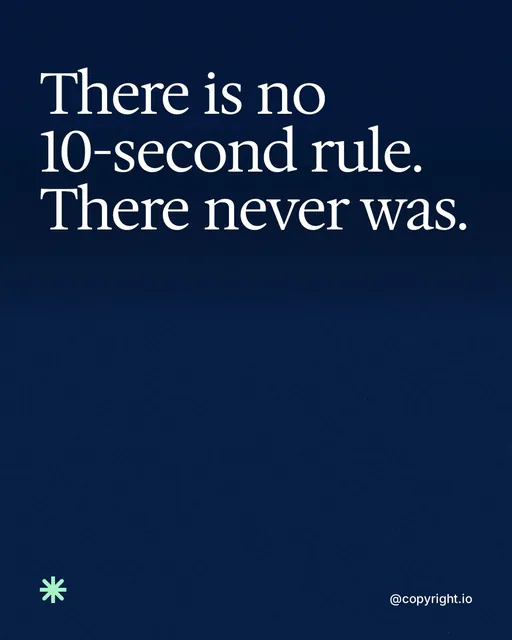 Video for copyright.io: "There is no 10-second rule. There never was.". Shader loop, 6.0 s, dark palette.