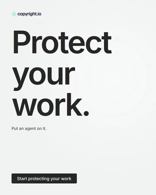 Video for copyright.io: "Protect your work.". Doc motion loop, 6.0 s, light palette.