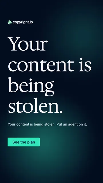 Video for copyright.io: "Your content is being stolen.". Doc motion loop, 8.0 s, dark palette.