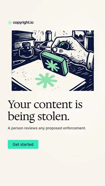 Video for copyright.io: "Your content is being stolen.". Doc motion loop, 6.0 s, light palette.