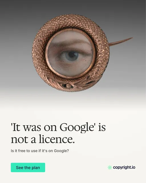 Video for copyright.io: "'It was on Google' is not a licence.". Doc motion loop, 7.0 s, light palette.