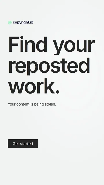 Video for copyright.io: "Find your reposted work.". Doc motion loop, 7.0 s, light palette.