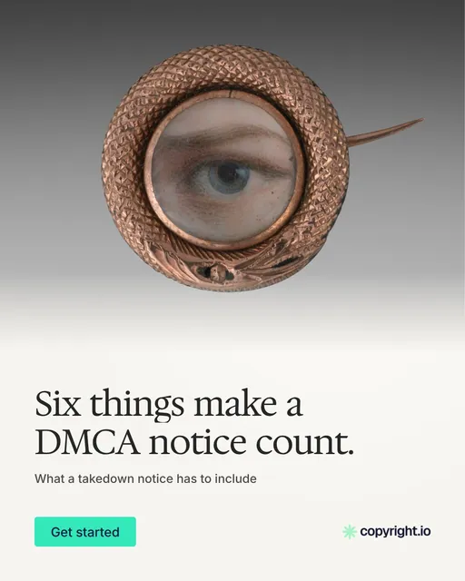 Video for copyright.io: "Six things make a DMCA notice count.". Doc motion loop, 7.0 s, light palette.