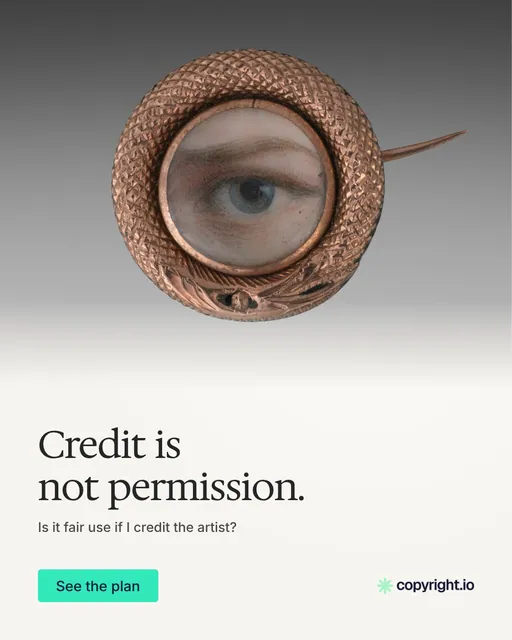 Video for copyright.io: "Credit is not permission.". Doc motion loop, 6.0 s, light palette.