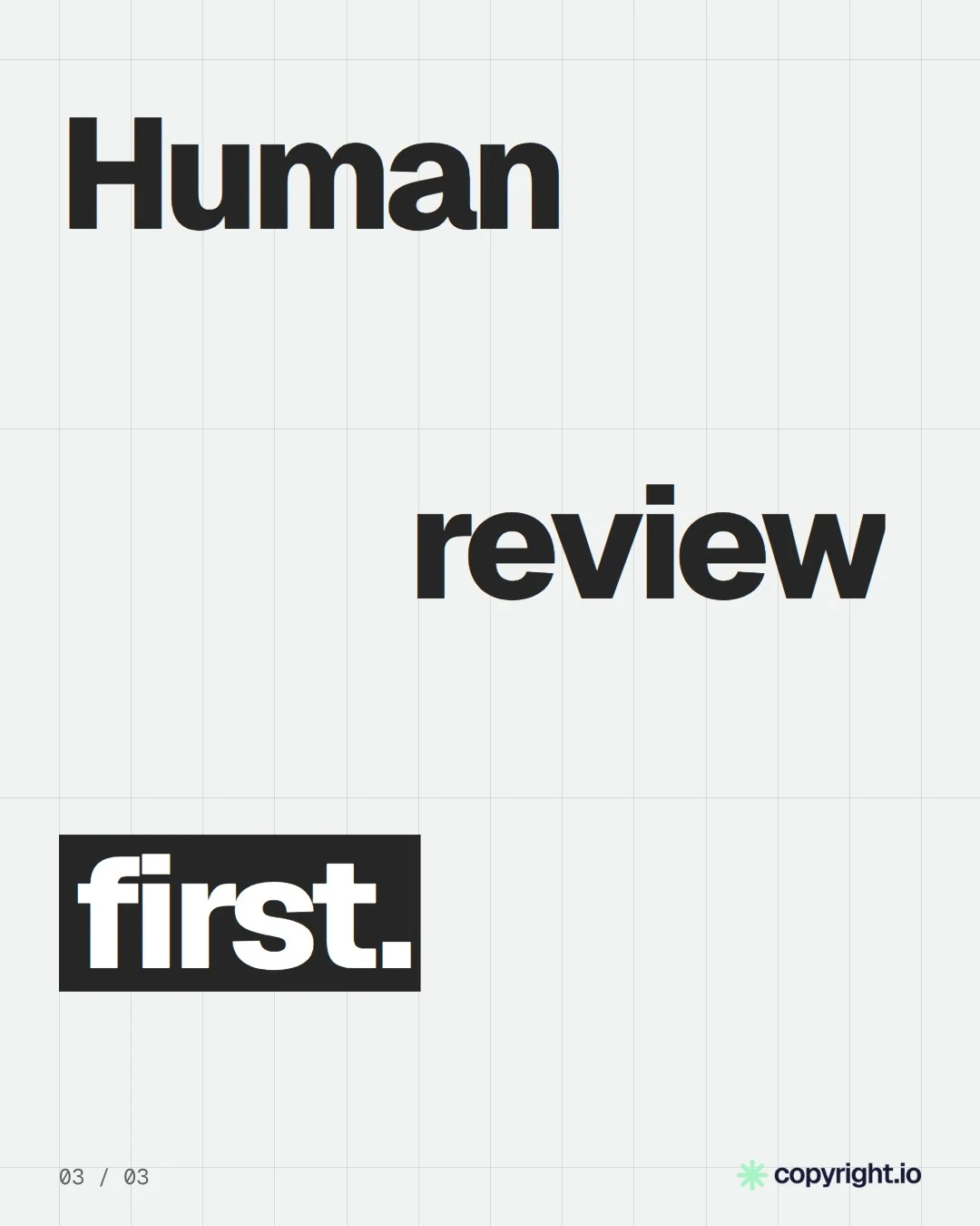 Video for copyright.io: "The UK has no DMCA. Takedowns still work.". Kinetic type grid, 6.0 s, light palette.