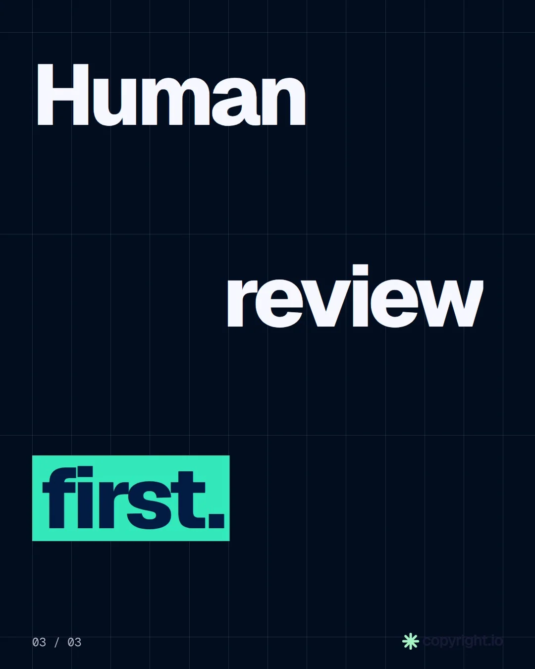 Video for copyright.io: "No register in the UK. So keep proof.". Kinetic type grid, 6.0 s, dark palette.