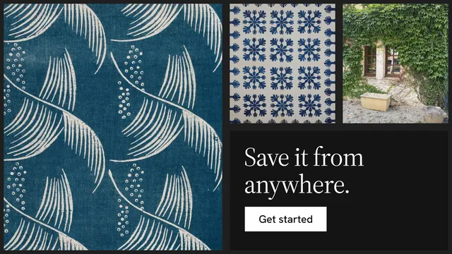 Landscape graphic for Curatively: "Save it from anywhere." Split block style, collage layout, dark palette in blue, black, grey.