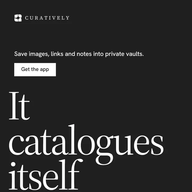 Instagram post for Curatively: "Point your AI at a vault." Split block style, oversized layout, dark palette in black, grey.