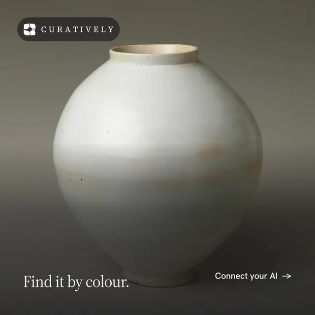 Instagram post for Curatively: "Find it by colour." Photo poster style, image led layout, dark palette in grey, black, white.