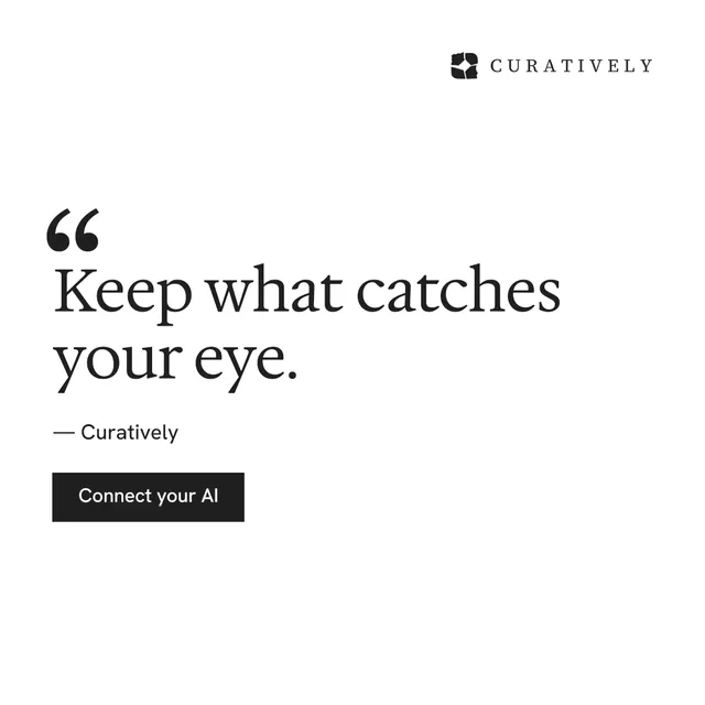 Instagram post for Curatively: "Save it from anywhere." Swiss style, quote layout, light palette in white.