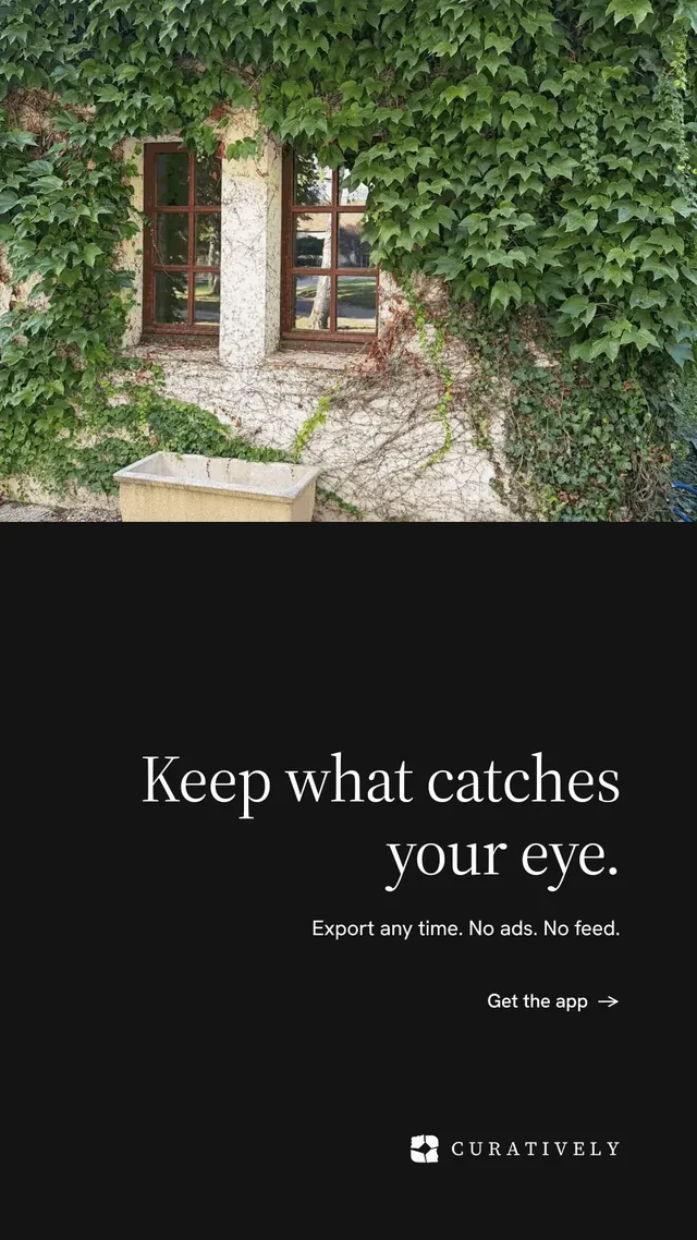 Instagram story for Curatively: "Keep what catches your eye." Minimal luxury style, right layout, dark palette in black, grey.