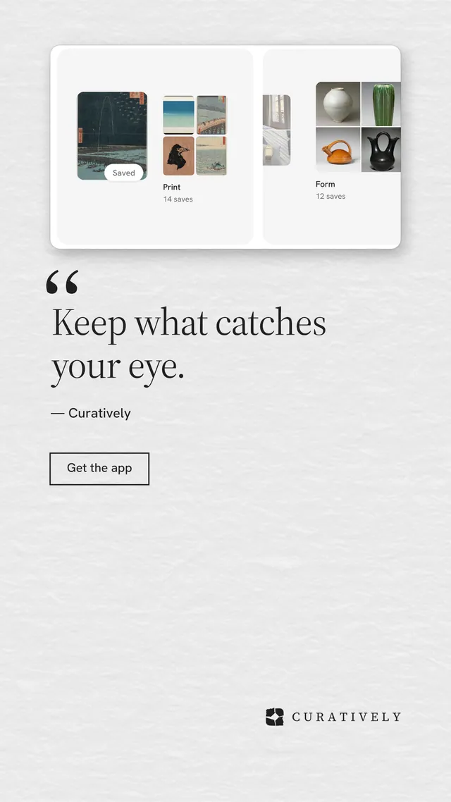 Instagram story for Curatively: "Saved, sorted and yours." Editorial style, quote layout, light palette in white.