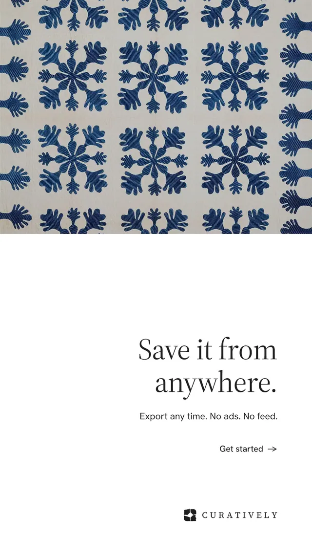 Instagram story for Curatively: "Save it from anywhere." Minimal luxury style, right layout, light palette in white, grey.
