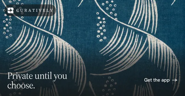 Social ad for Curatively: "Private until you choose." Editorial style, image led layout, dark palette in blue, grey.