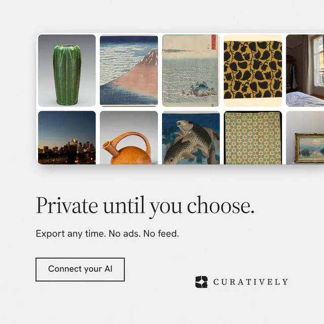 Instagram post for Curatively: "Private until you choose." Editorial style, bottom layout, light palette in white, grey.