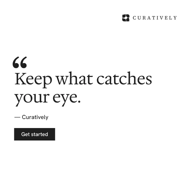 Instagram post for Curatively: "All of it, in one grid." Swiss style, quote layout, light palette in white.