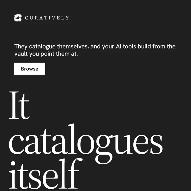 Instagram post for Curatively: "Private until you choose." Split block style, oversized layout, dark palette in black, grey.