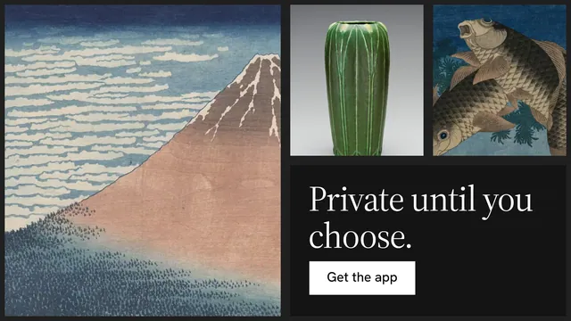 Landscape graphic for Curatively: "Private until you choose." Split block style, collage layout, dark palette in grey, black.