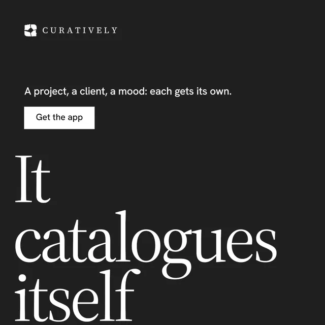 Instagram post for Curatively: "Save it from anywhere." Split block style, oversized layout, dark palette in black, grey.