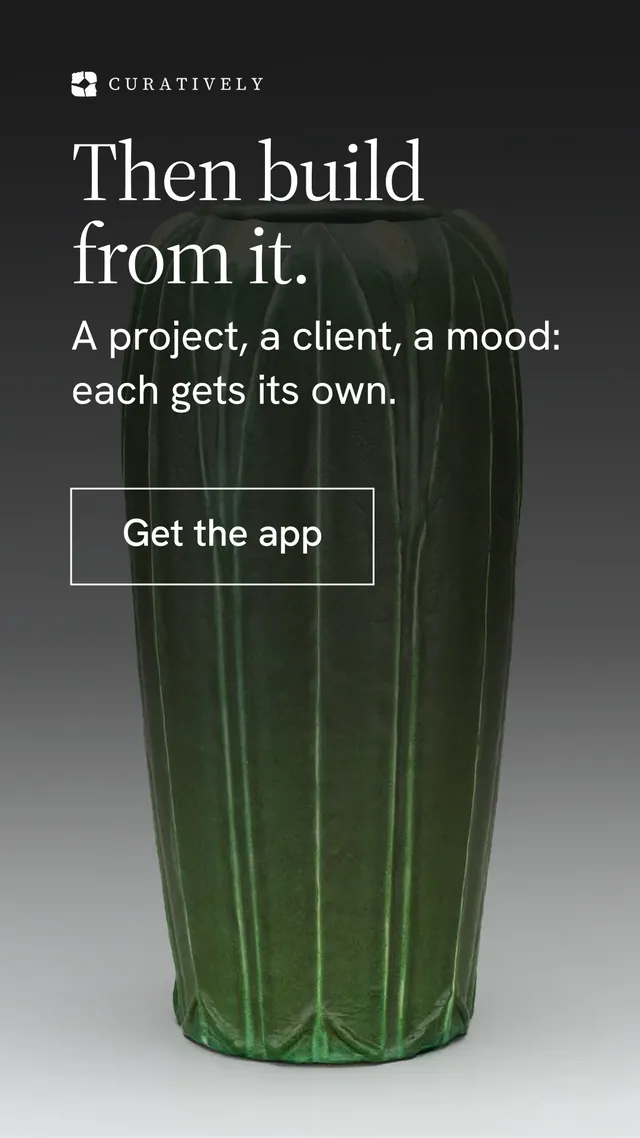 Instagram story for Curatively: "Then build from it." Editorial style, skeleton layout, dark palette in black, grey.